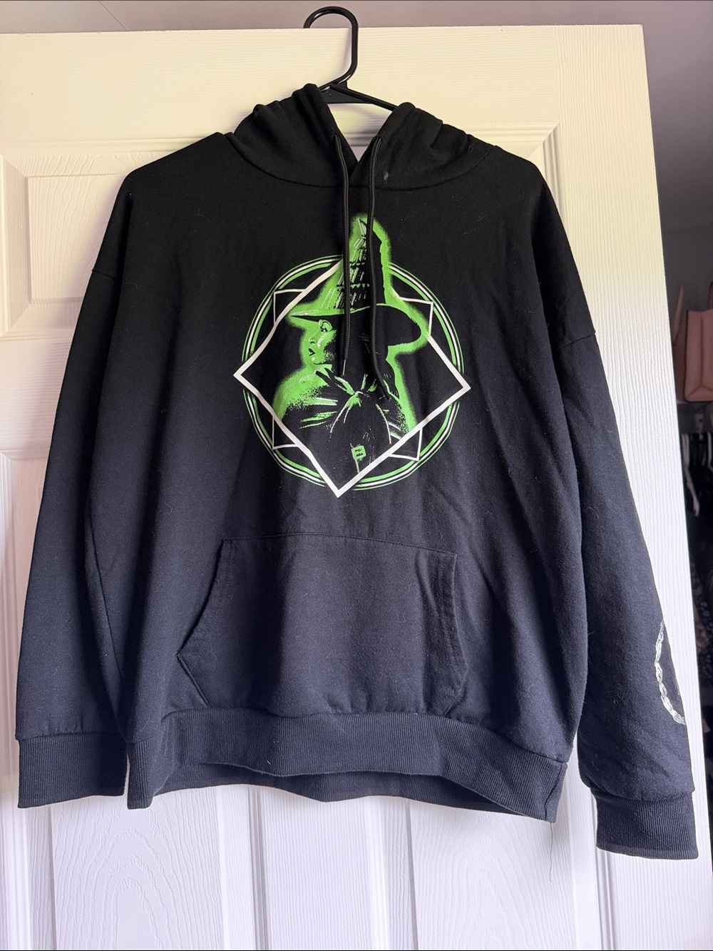 Black Hoodie with Neon Green Graphic - Men's Pullover Hoodie